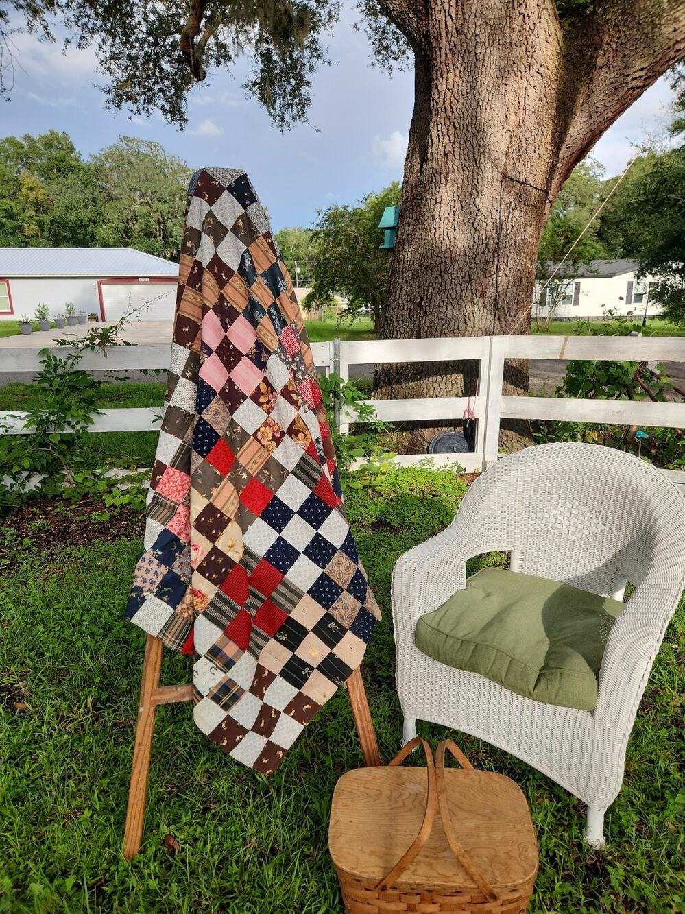 Antique Hand Pieced Patchwork Quilt Top 90x90 Scrap Calico Folk Art